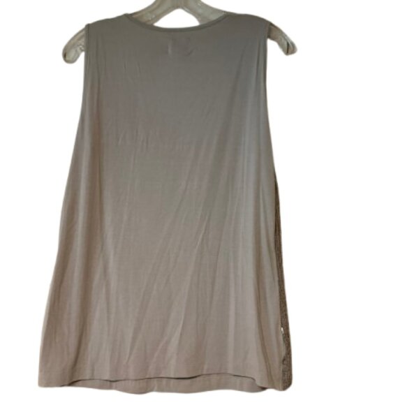 Chico's Taupe Sequin Front Sleeveless Blouse - Size 1 - Picture 2 of 4